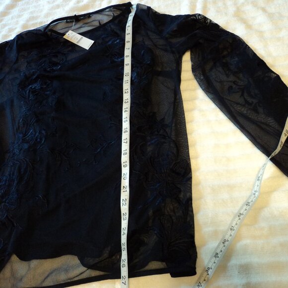 Women's long Sleeve Mesh Embroidered Tunic-Classic Navy ***NWT*** - Picture 6 of 7